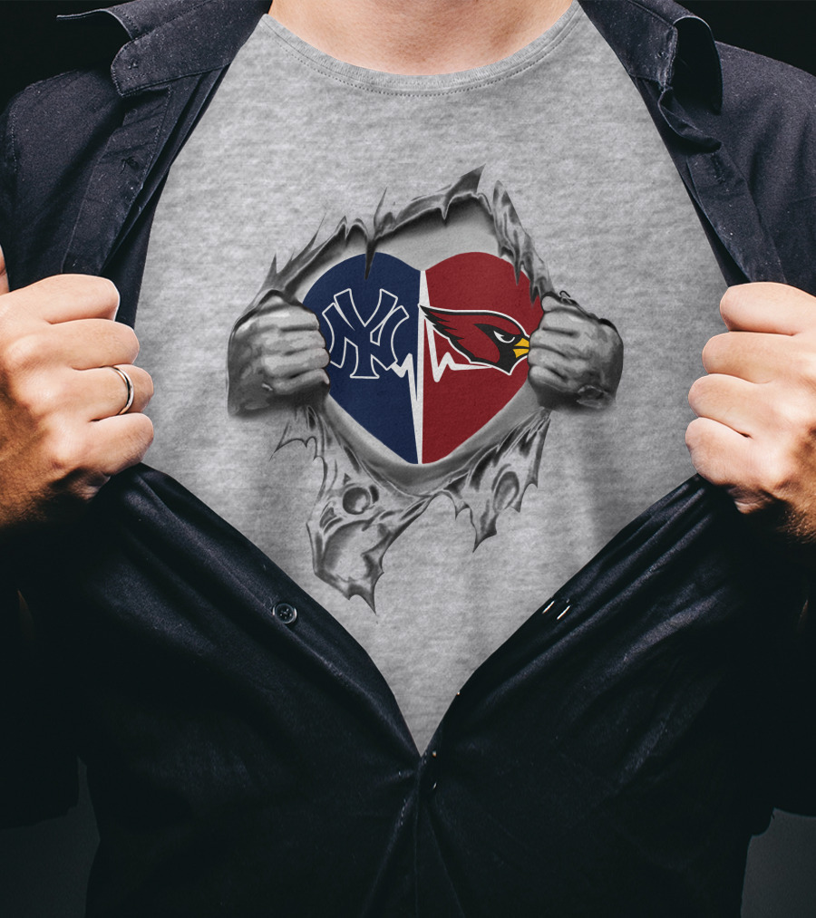 Yankees Arizona Cardinals Heartbeat Fans United T-Shirt