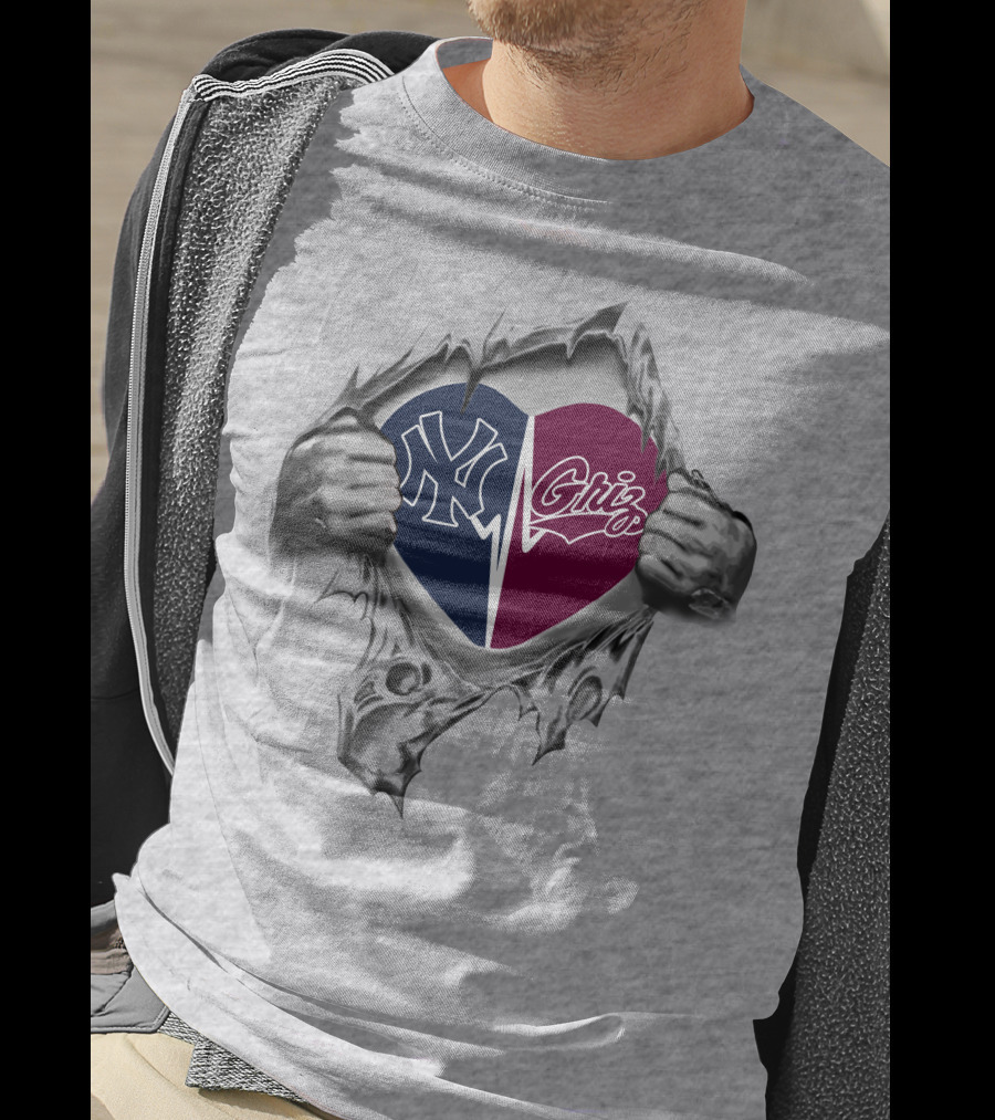 Yankees Griz Heart Unveiling Passion For Montana Grizzlies And New York Yankees T-Shirt