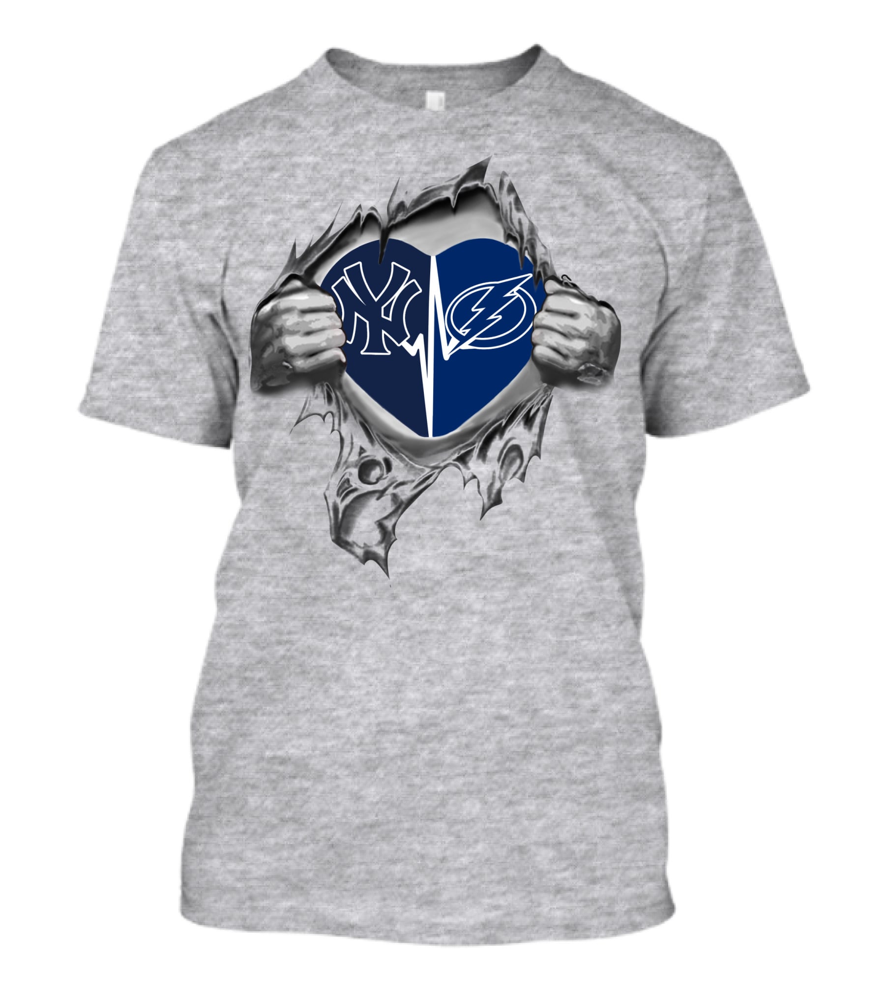 Yankees Tampa Bay Lightning Heartbeat Passion T-Shirt