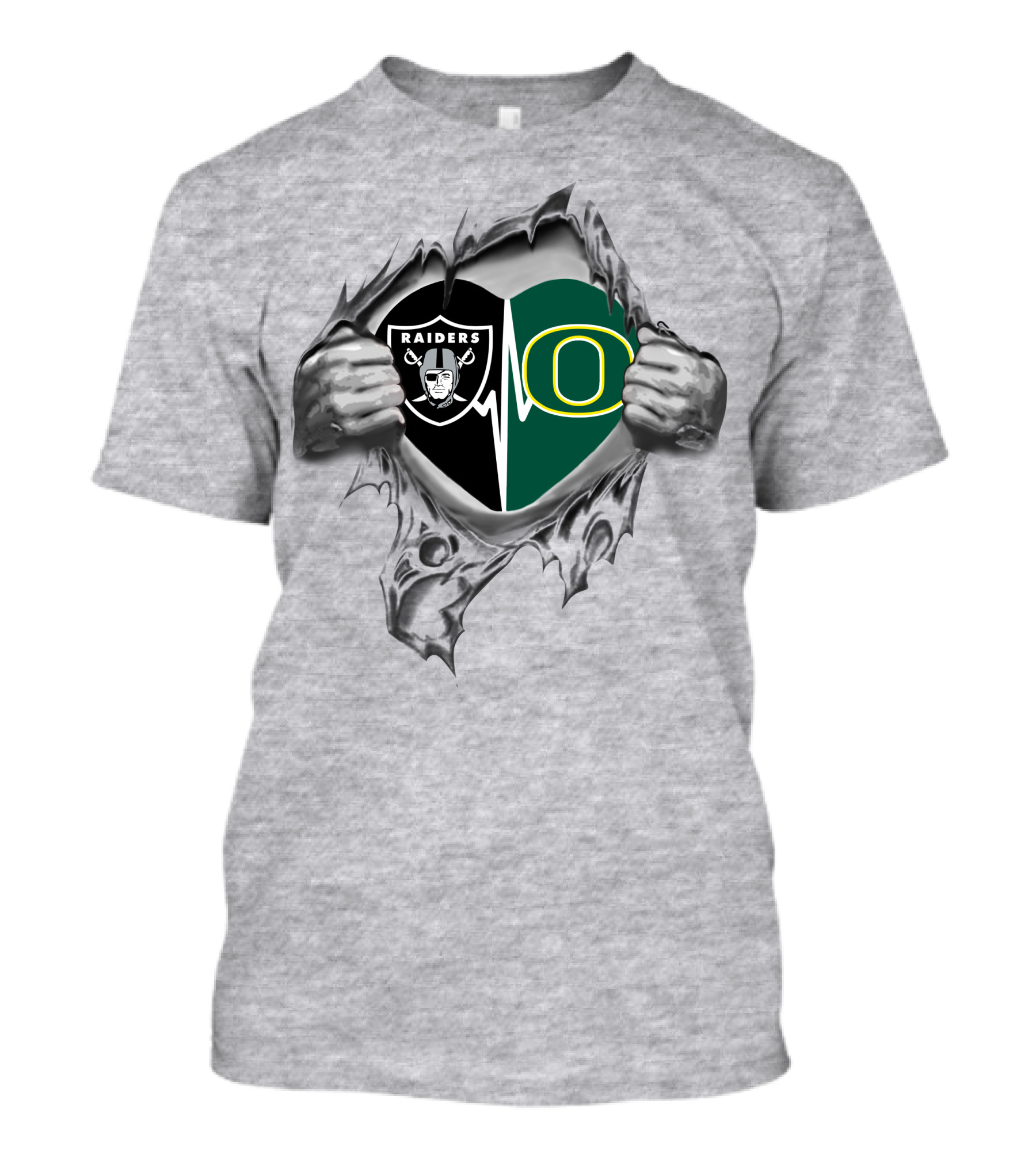 Raiders Ducks Heartbeat Passion Raiders Logo Oregon O T-Shirt