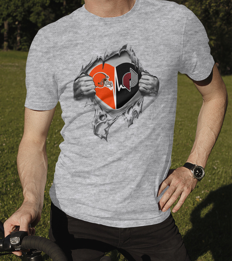 Cleveland Browns Portland Trail Blazers Heart T-Shirt