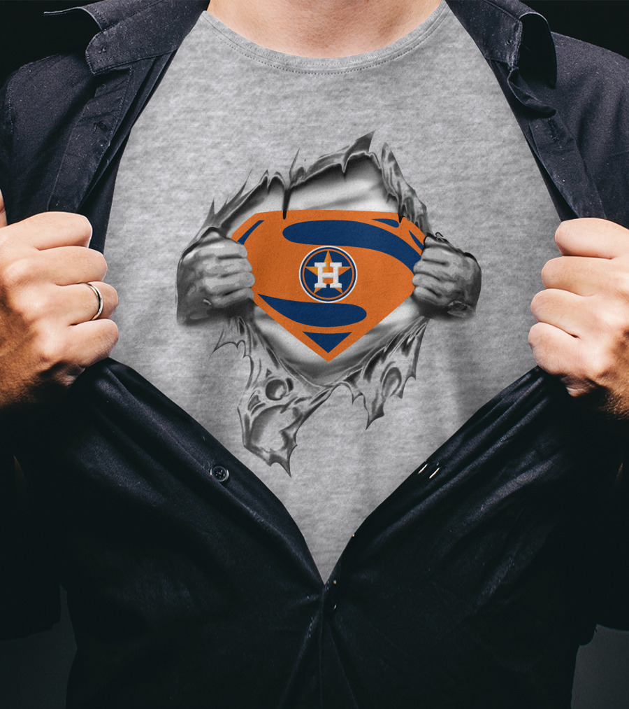 Astros Superman Logo Hidden Under Ripped T-Shirt