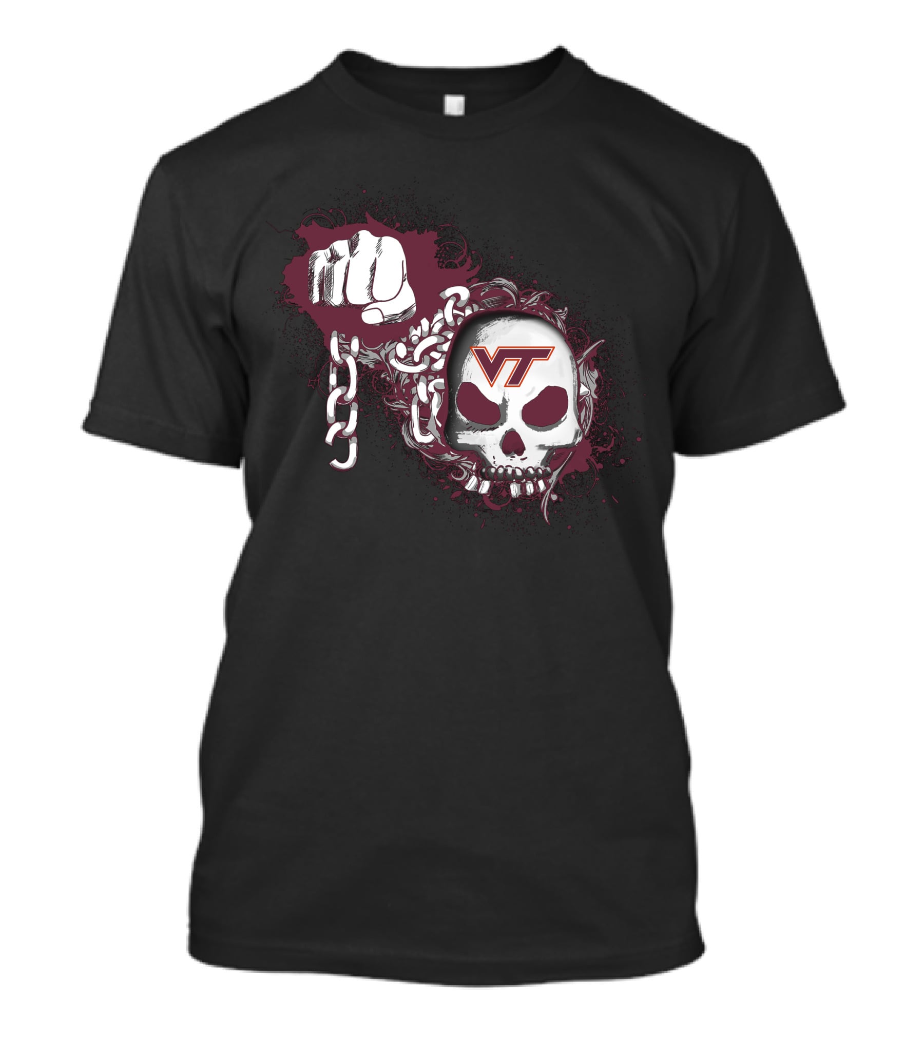 Virginia Tech Hokies Vt Skull And Chain T-Shirt