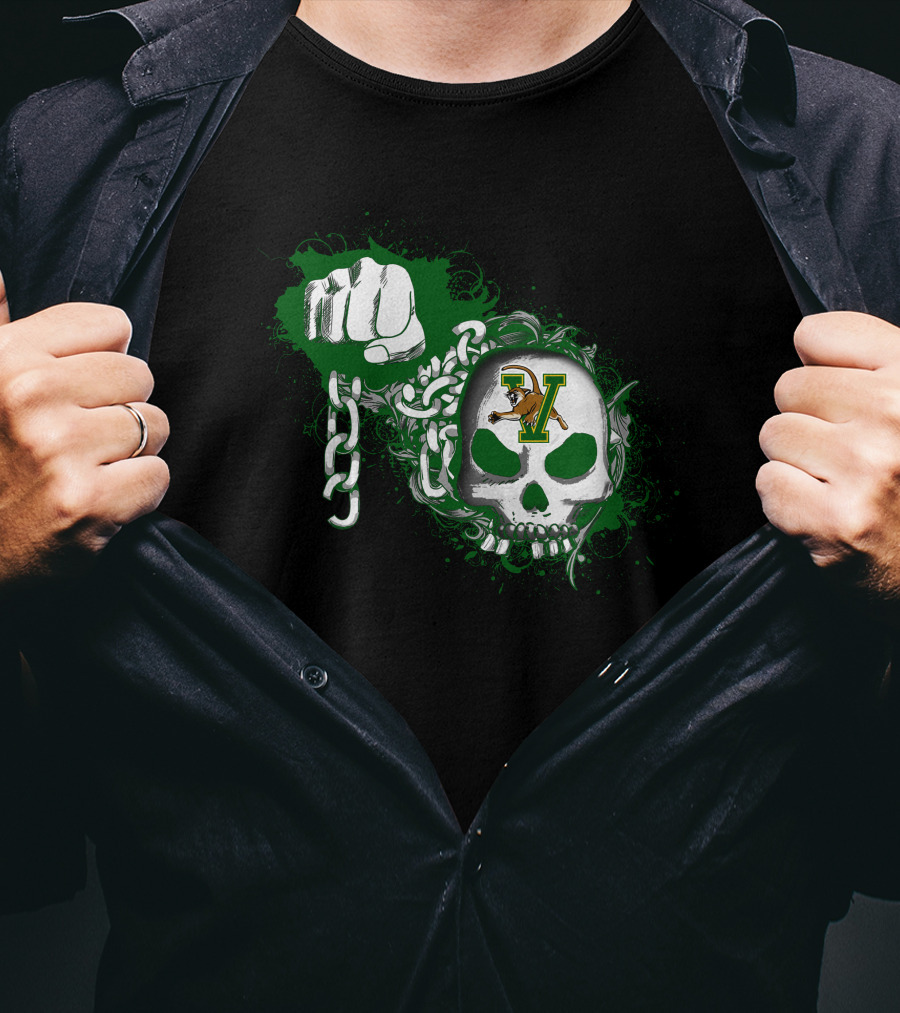 Vermont Catamounts Skull Fist And Chains T-Shirt