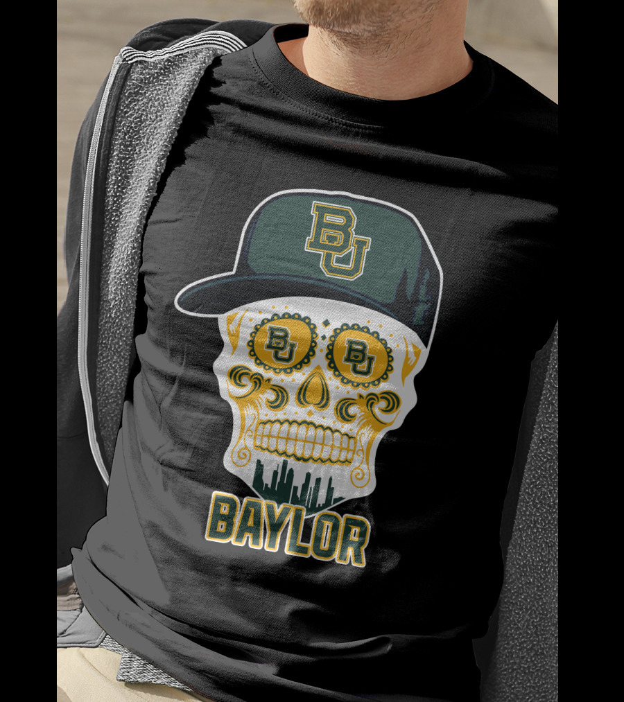 Baylor Bears Skull Bu Hat Retro T-Shirt