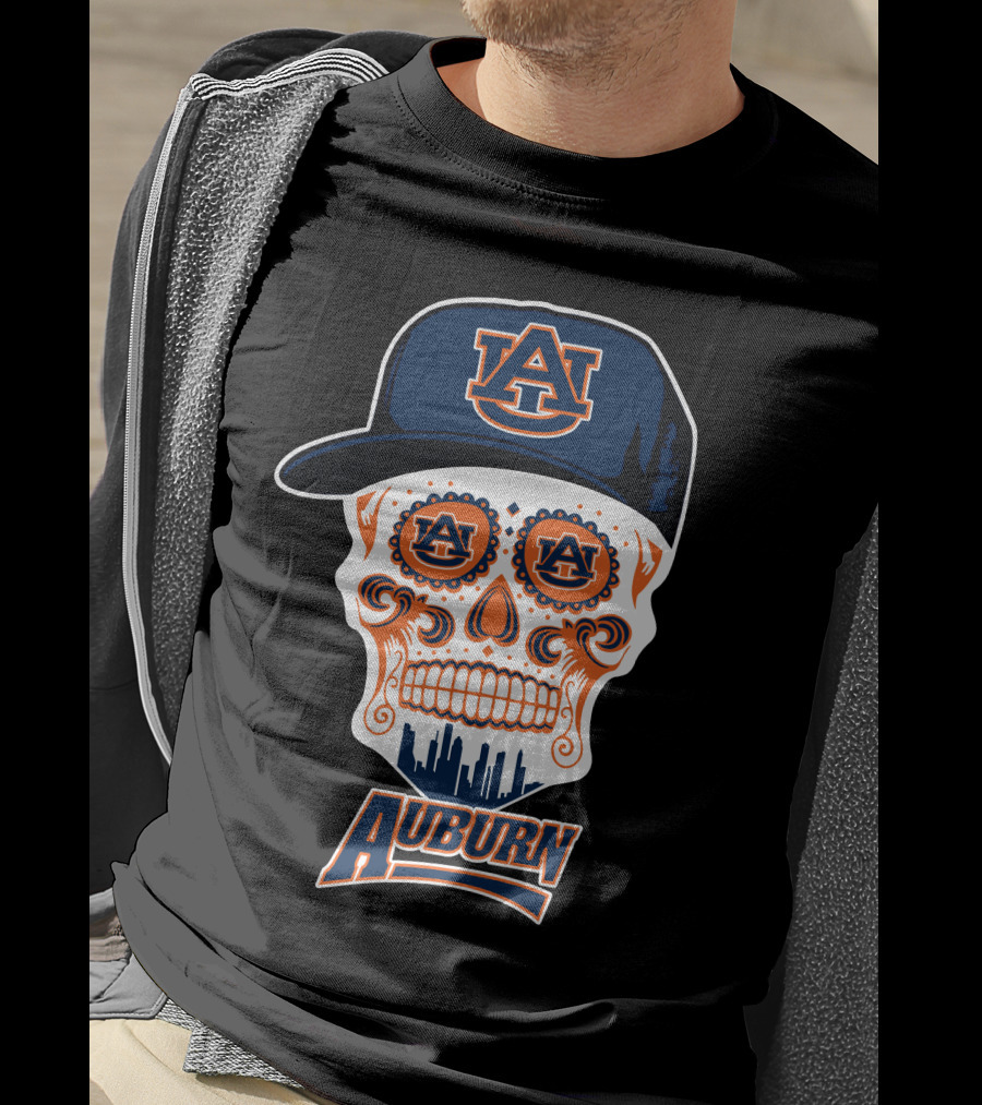 Auburn Tigers Skull With Cap T-Shirt