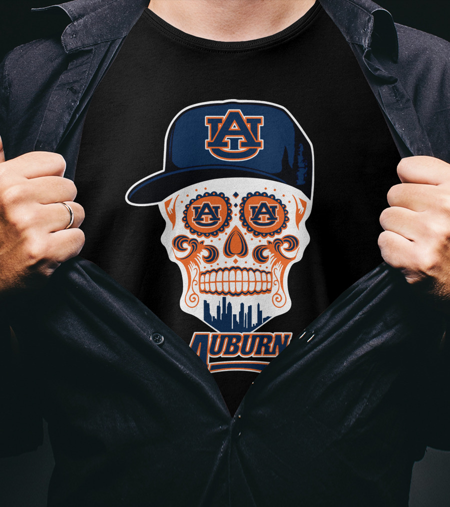 Auburn Tigers Skull With Cap T-Shirt