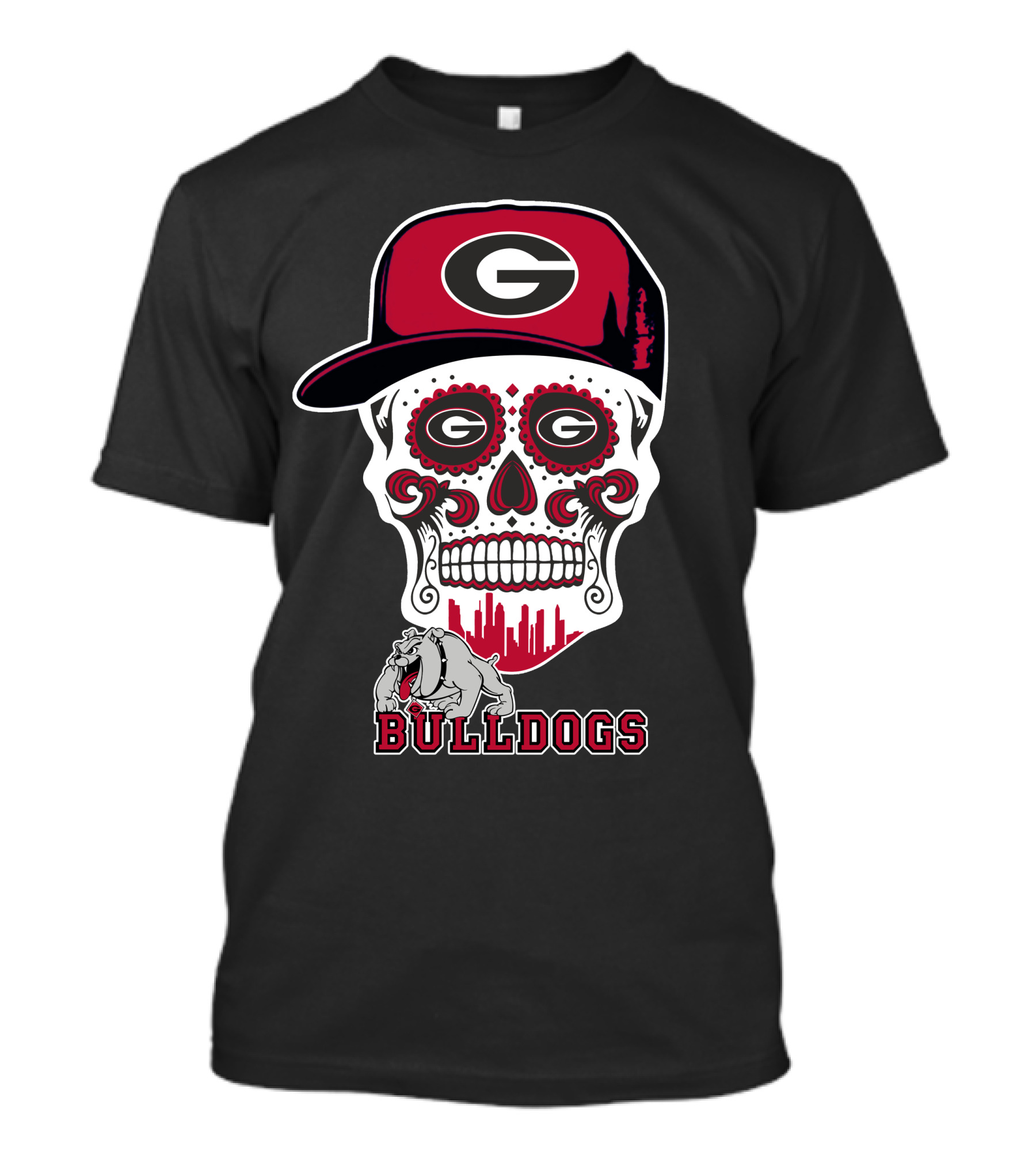 Georgia Bulldogs Skull Cap Funny Bulldogs T-Shirt