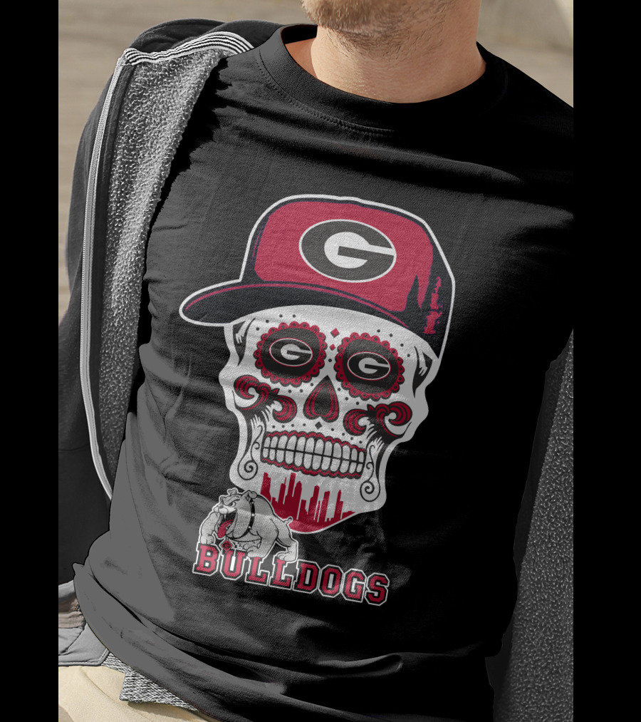 Georgia Bulldogs Skull Cap Funny Bulldogs T-Shirt
