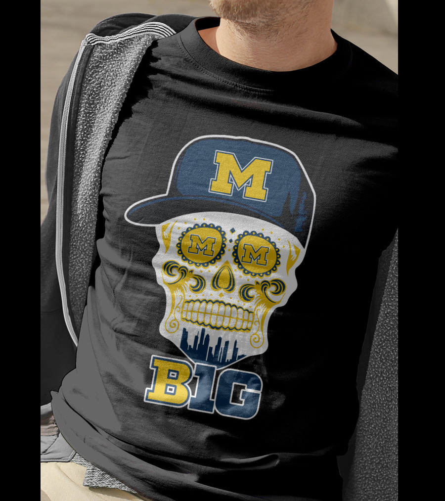 Michigan Wolverines Big Ten Skull Cap T-Shirt