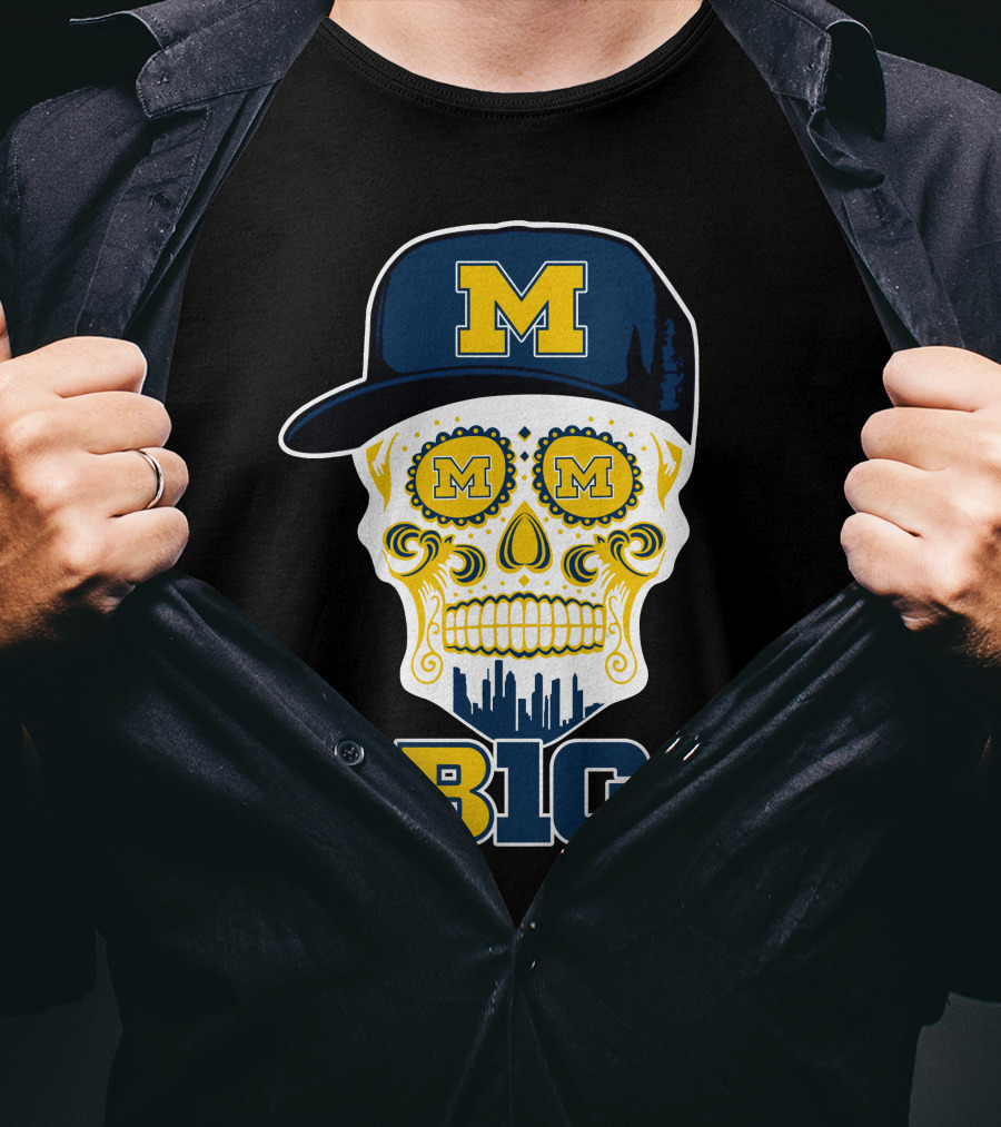 Michigan Wolverines Big Ten Skull Cap T-Shirt