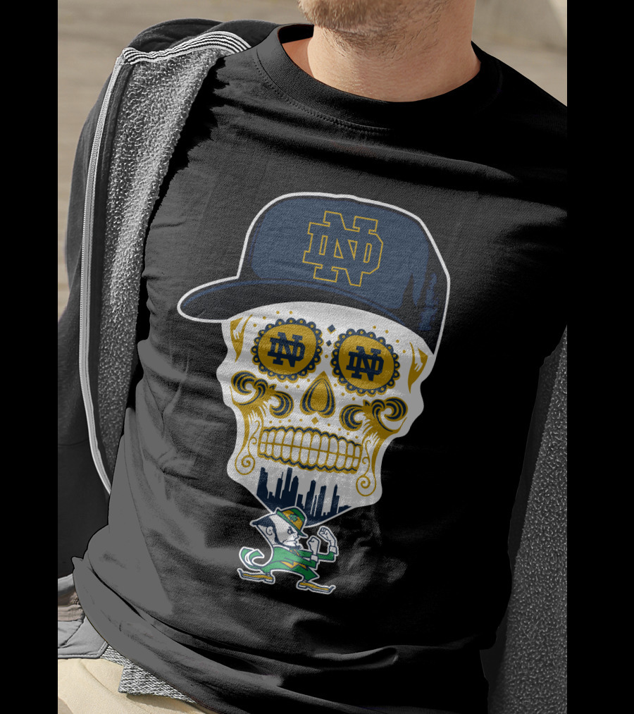 Notre Dame Fighting Irish Skull Nd Hat Iconic Symbol T-Shirt