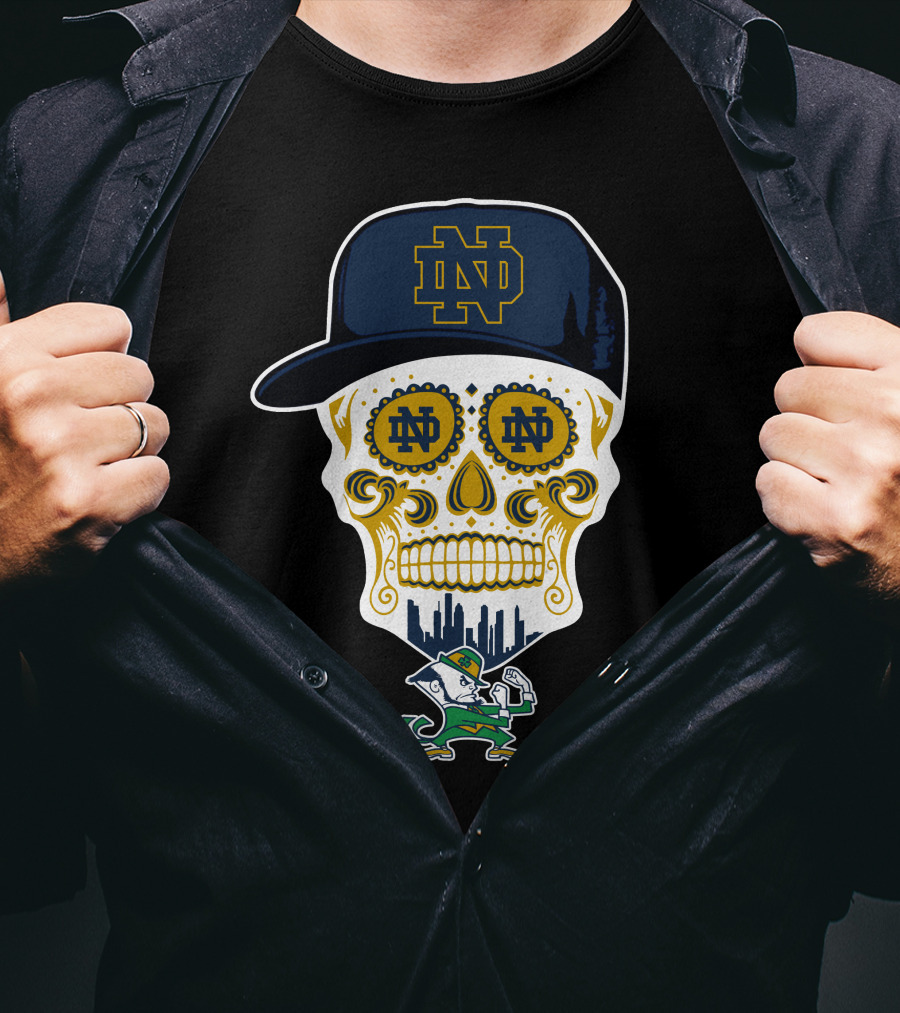 Notre Dame Fighting Irish Skull Nd Hat Iconic Symbol T-Shirt