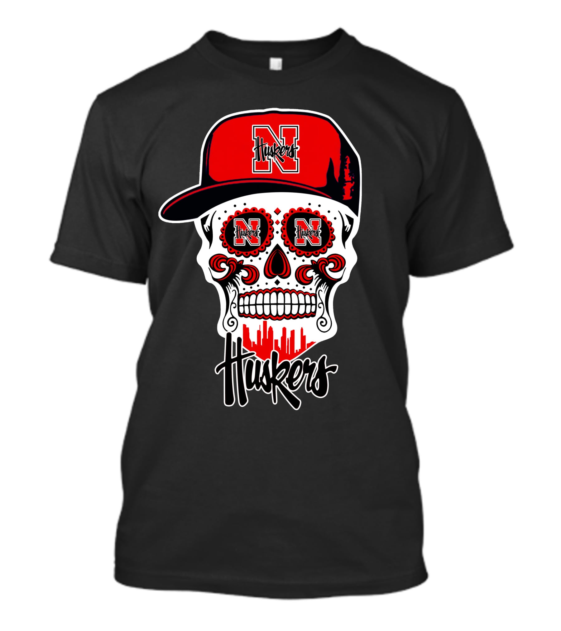 Nebraska Huskers Skull Hat Funny T-Shirt