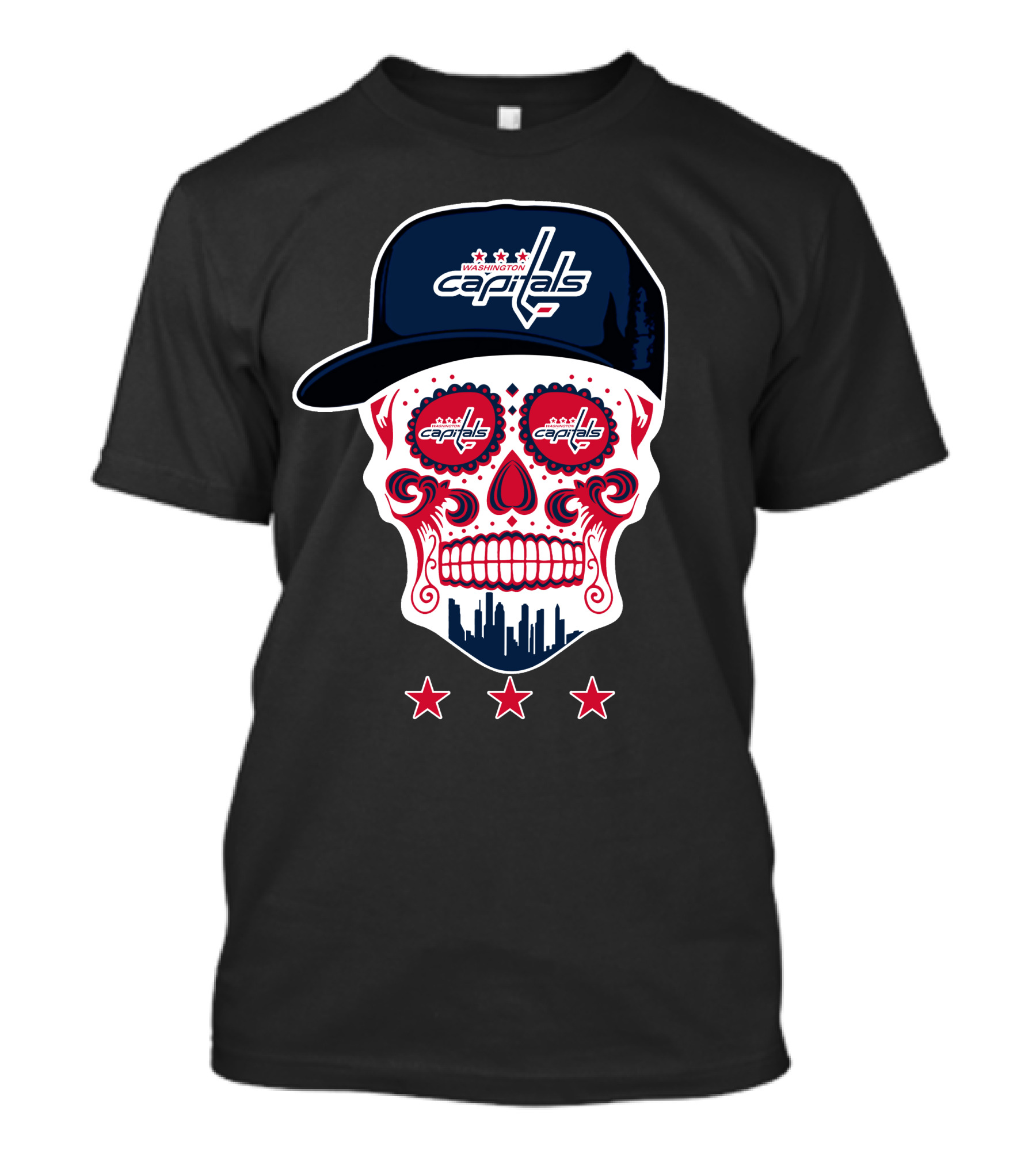 Washington Capitals Skull Design Playful Hockey Team T-Shirt