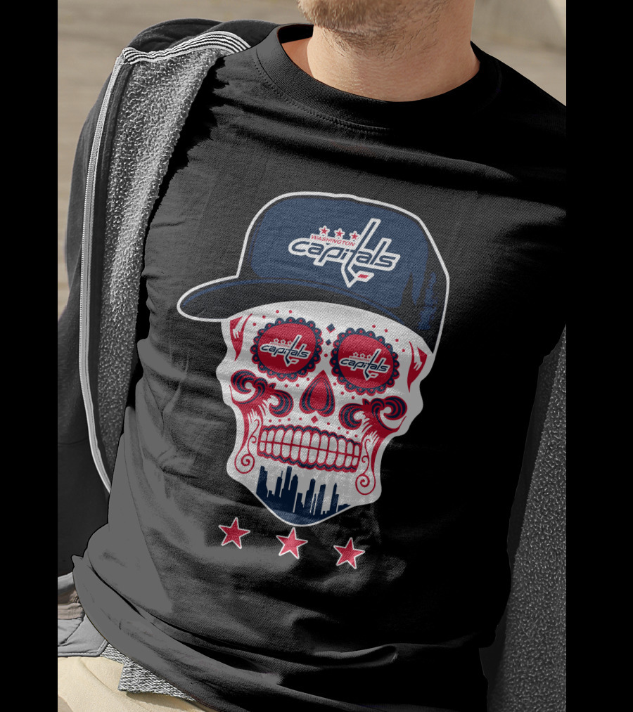 Washington Capitals Skull Design Playful Hockey Team T-Shirt