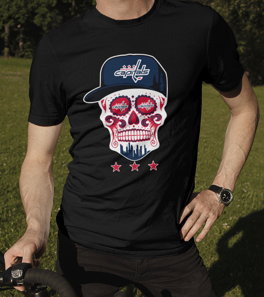 Washington Capitals Skull Design Playful Hockey Team T-Shirt