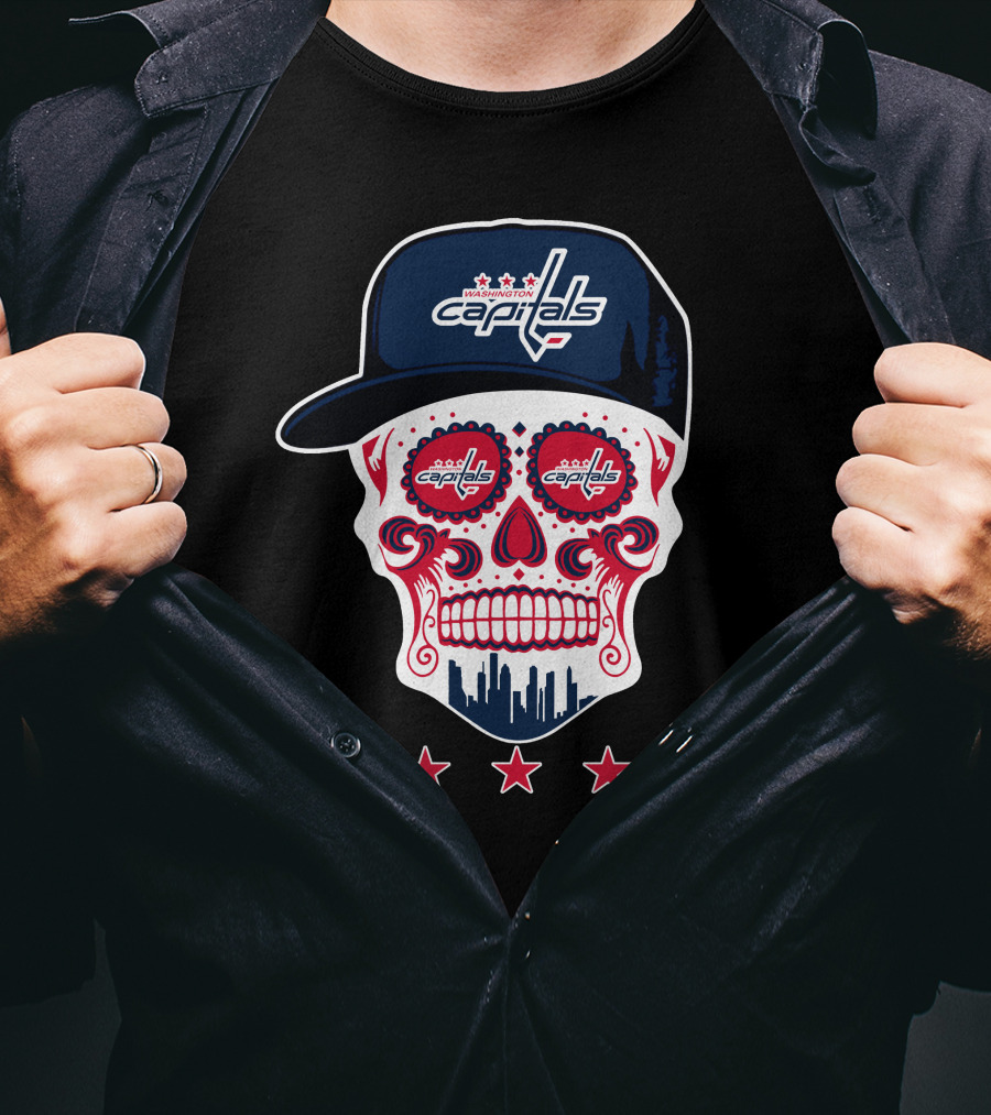 Washington Capitals Skull Design Playful Hockey Team T-Shirt
