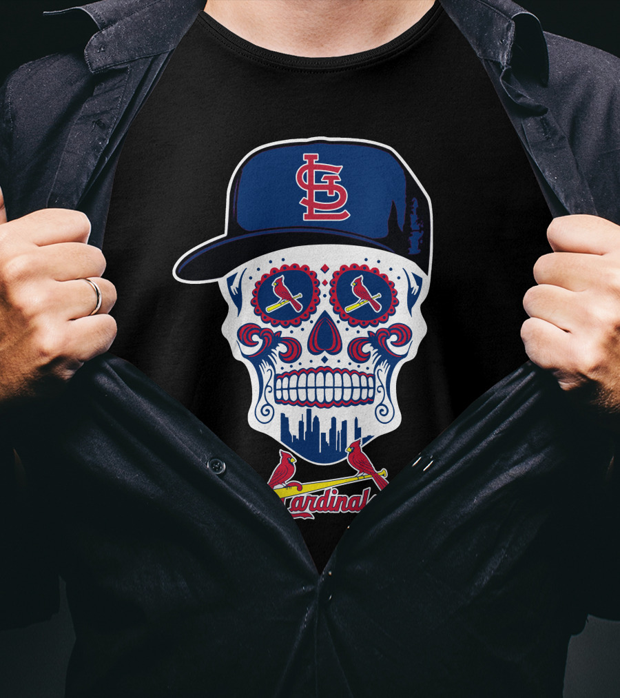 Skull With St Louis Cardinals Cap And Birds 319 Funny T-Shirt