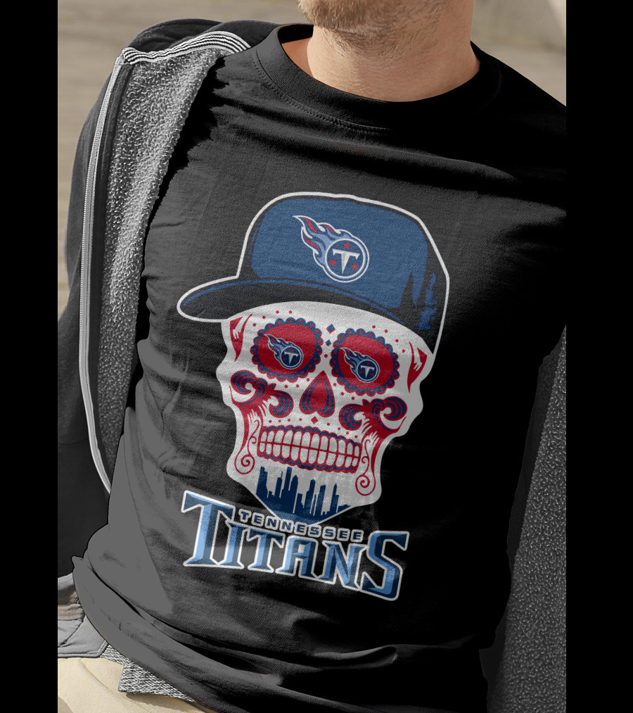 Tennessee Titans Skull Design Football Theme T-Shirt