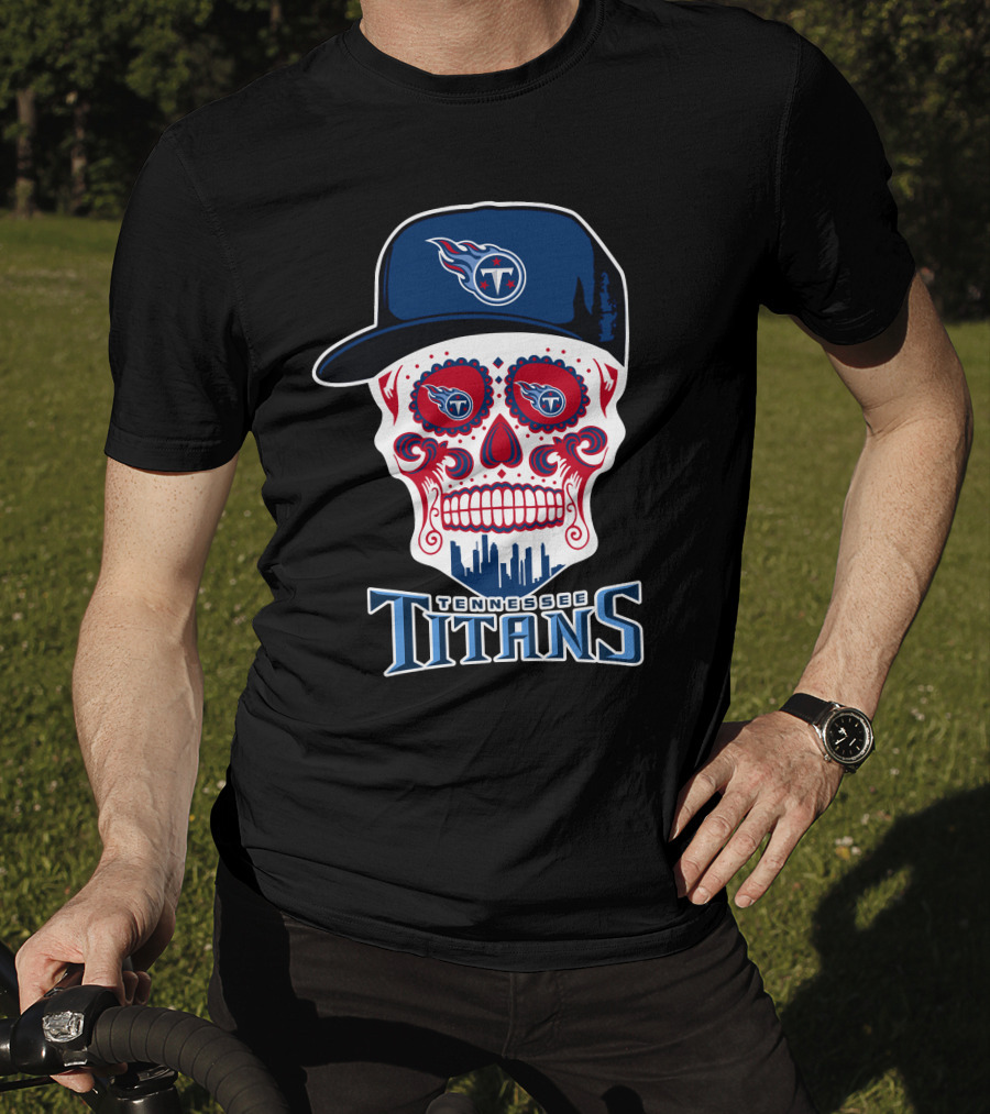 Tennessee Titans Skull Design Football Theme T-Shirt