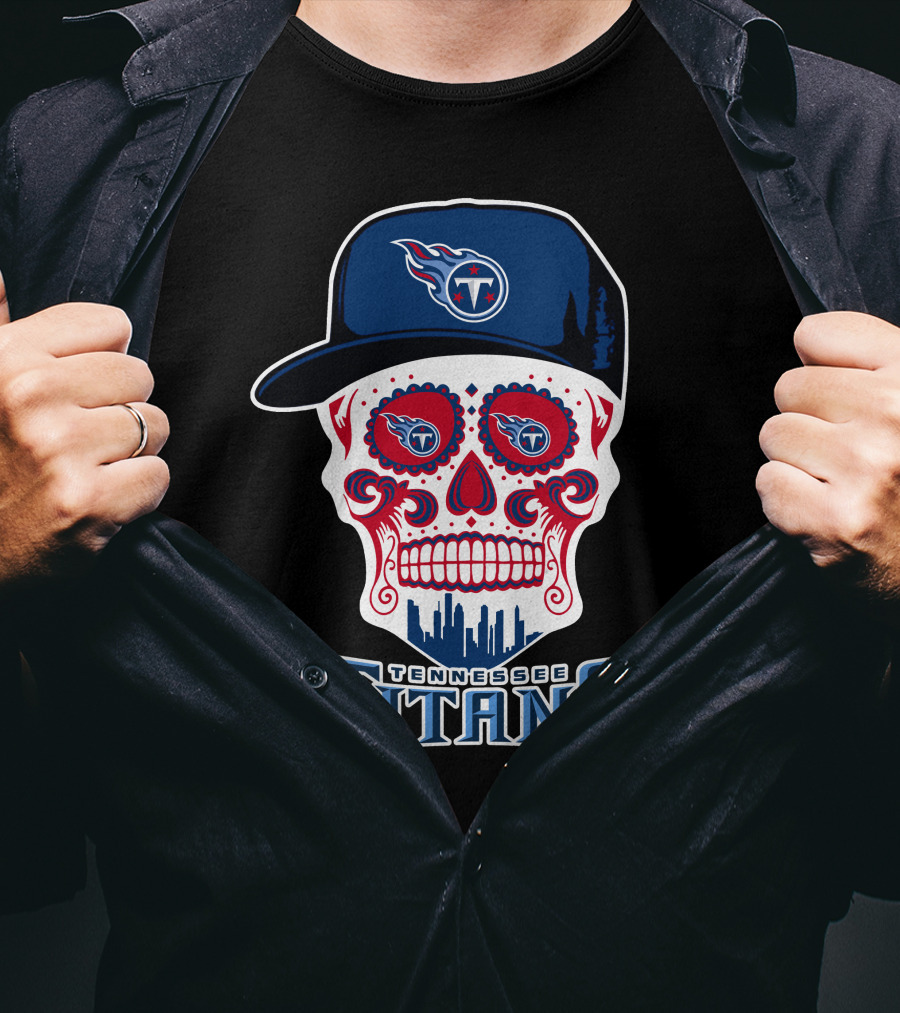 Tennessee Titans Skull Design Football Theme T-Shirt