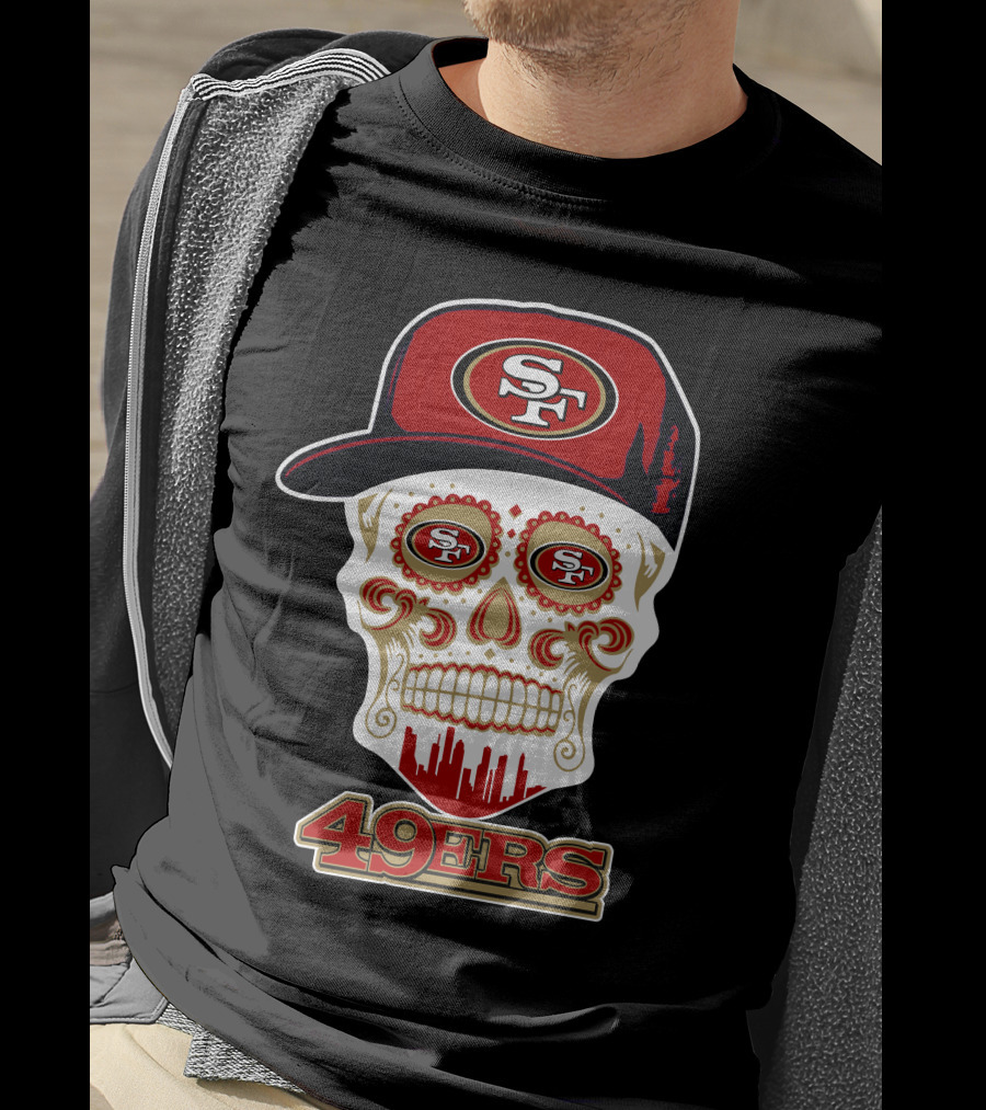 Sf 49ers Skull With Cap 49ers T-Shirt