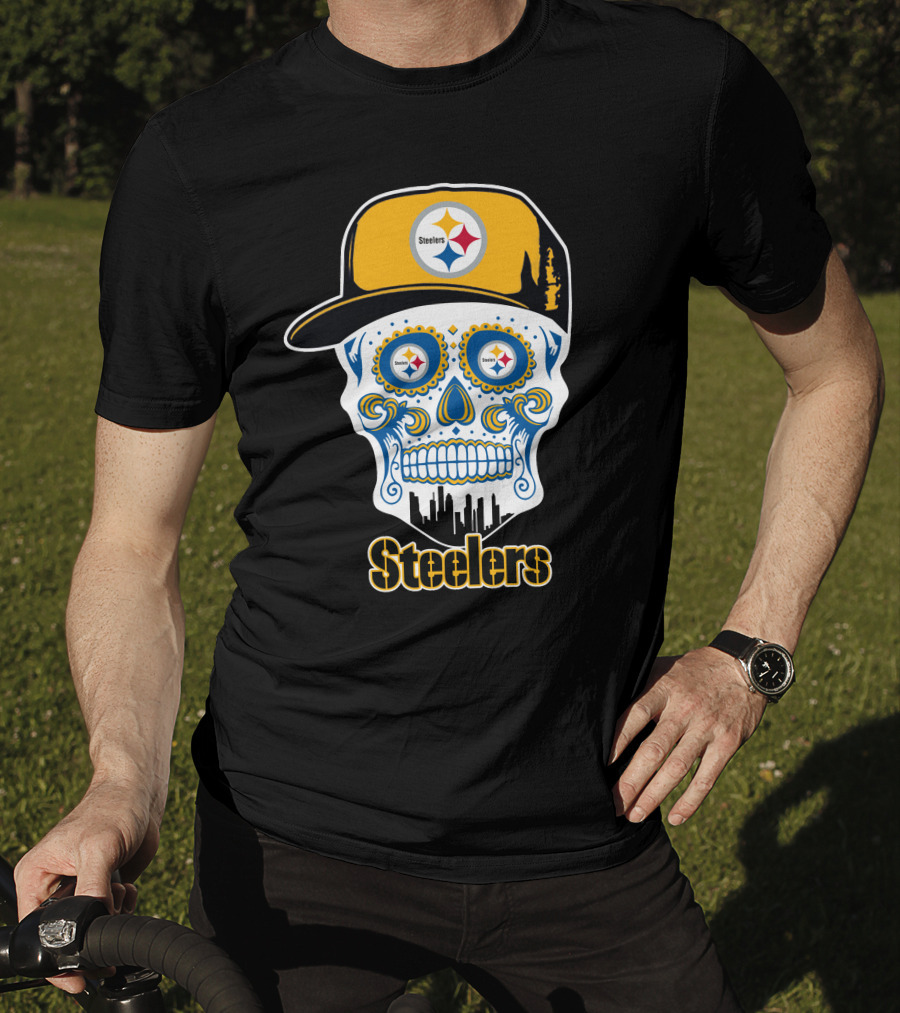 Pittsburgh Steelers Skull City Skyline Snapback T-Shirt