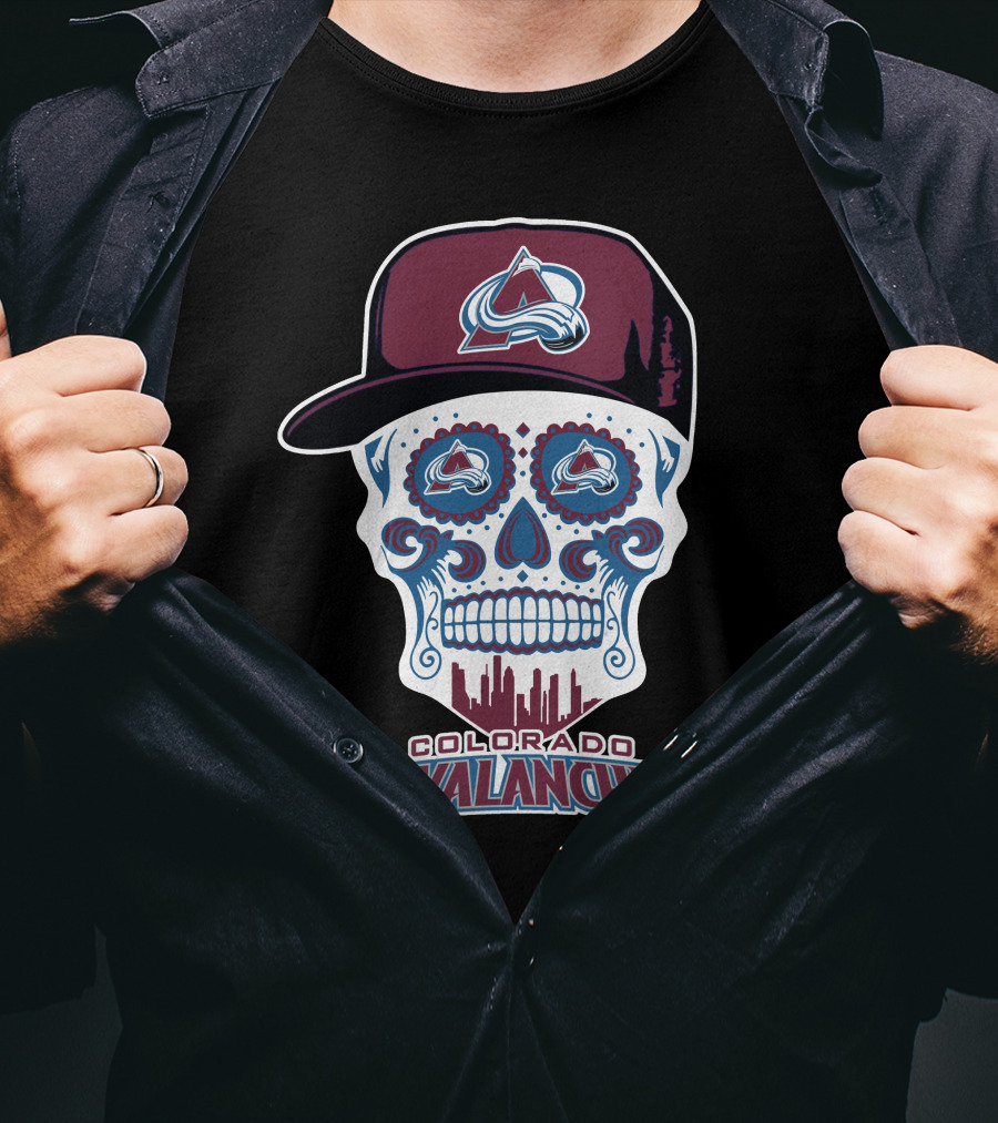 Colorado Avalanche Sugar Skull With Hat T-Shirt