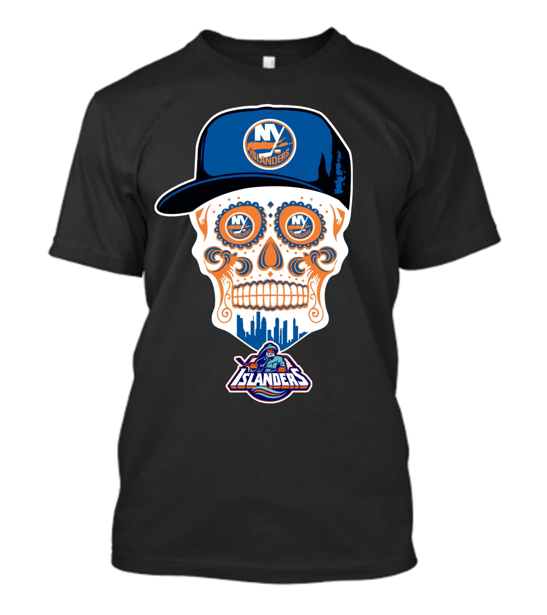 New York Islanders Skull With Cap T-Shirt