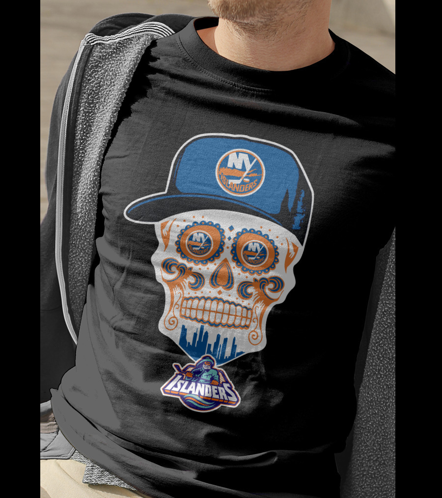 New York Islanders Skull With Cap T-Shirt