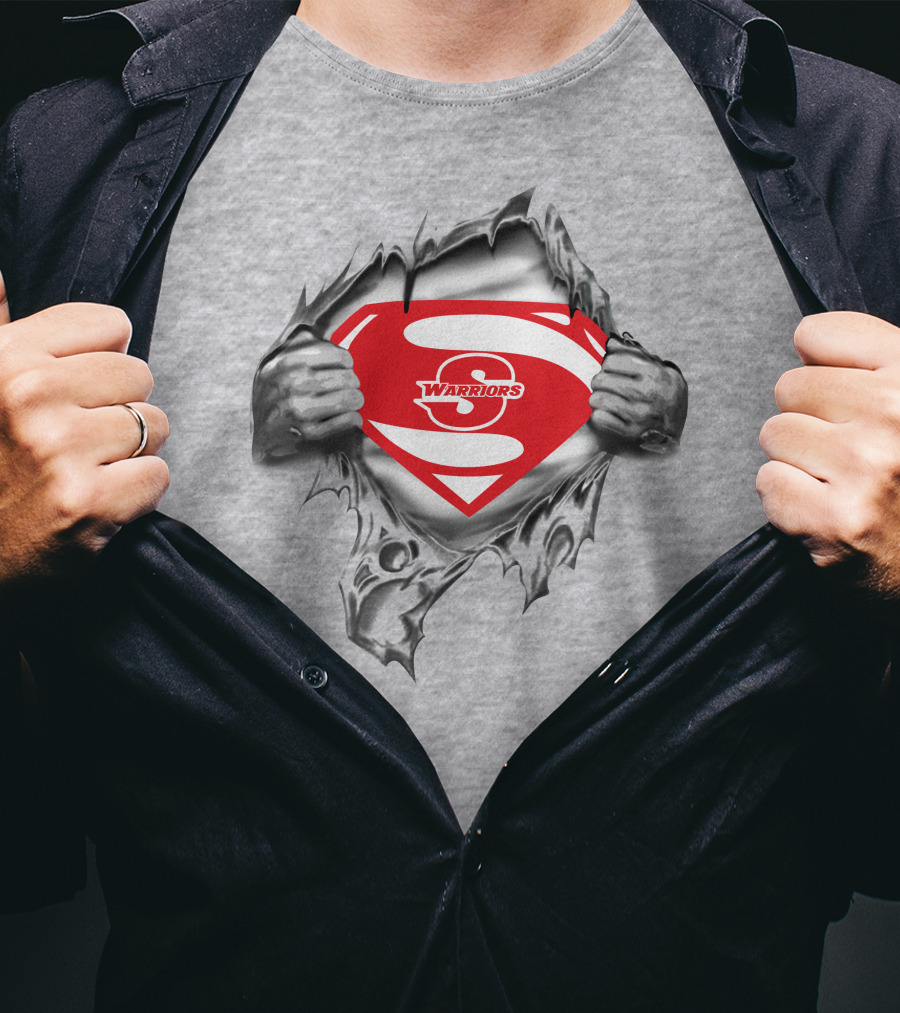 Stanislaus Warriors Superman Logo Silver Hands Tear T-Shirt
