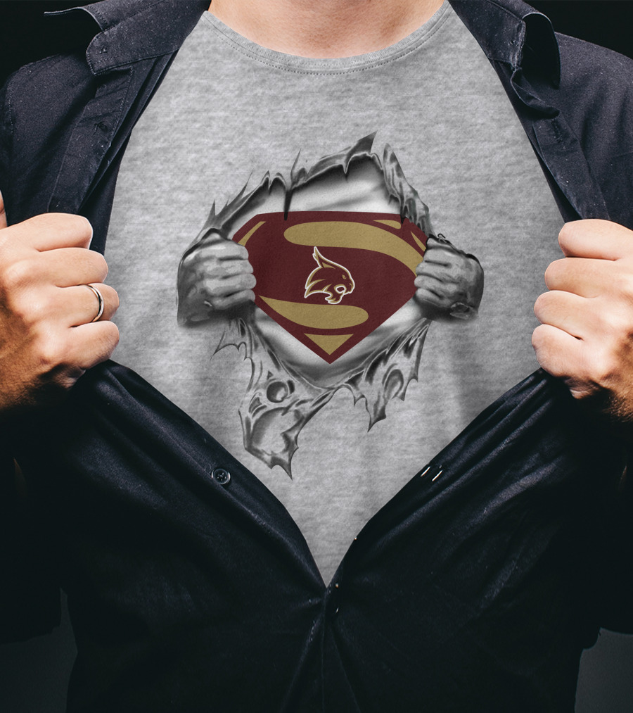 Texas State Bobcats Superman Chest Logo Revealed T-Shirt