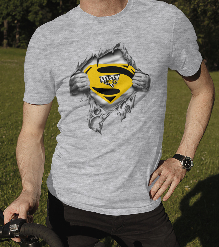Towson Tigers Superman Logo Rip T-Shirt