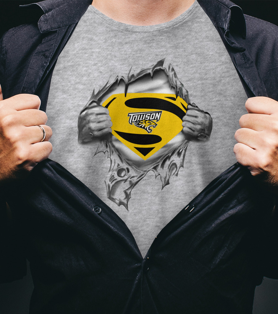Towson Tigers Superman Logo Rip T-Shirt