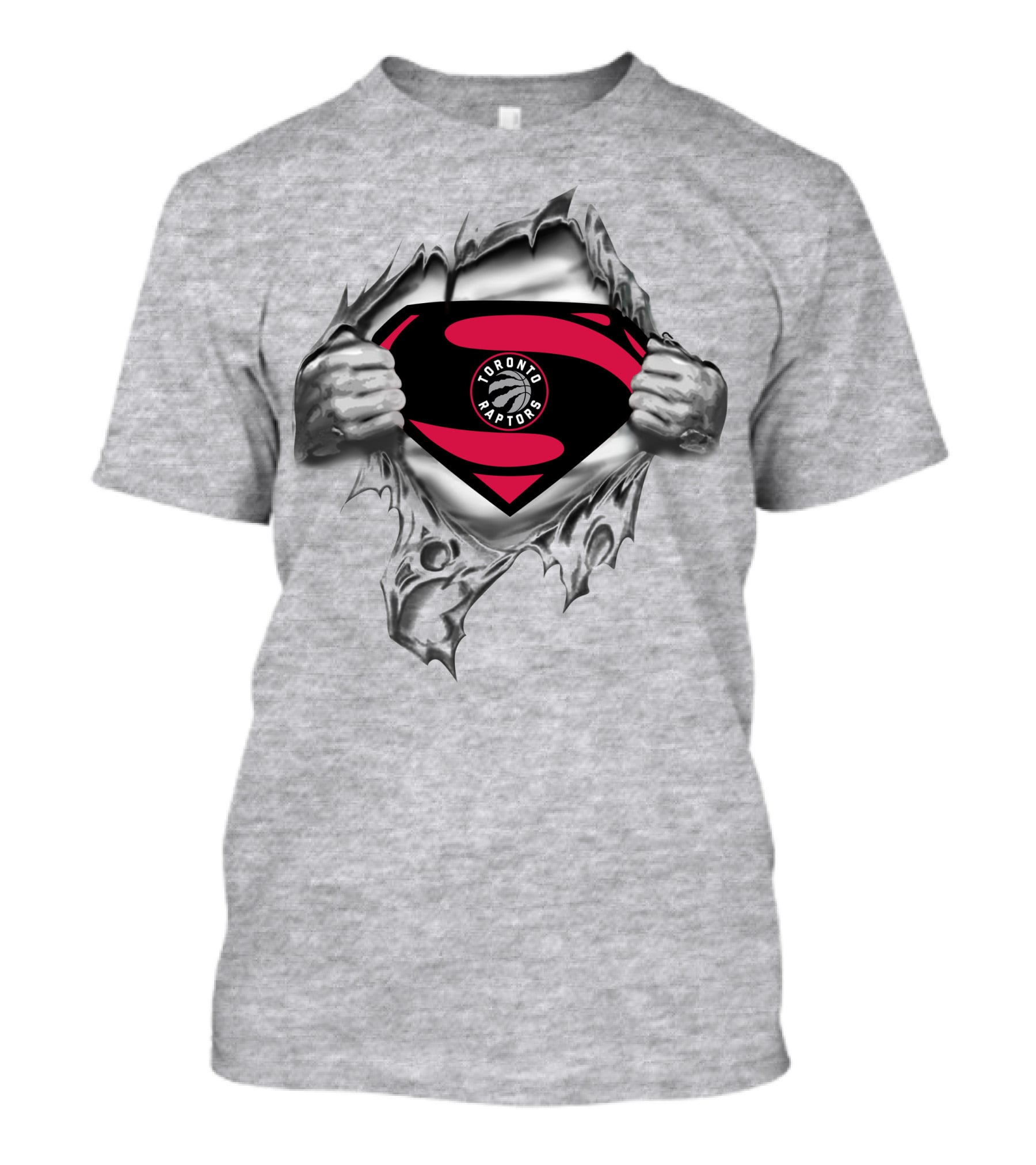 Toronto Raptors Superman Logo Rip Through T-Shirt