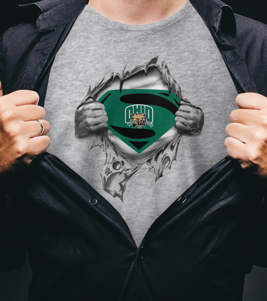 Ohio Bobcats Superman Logo Rip T-Shirt