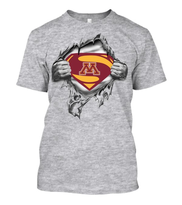 Minnesota Golden Gophers Superman Logo With Hands Torn Reveal T-Shirt