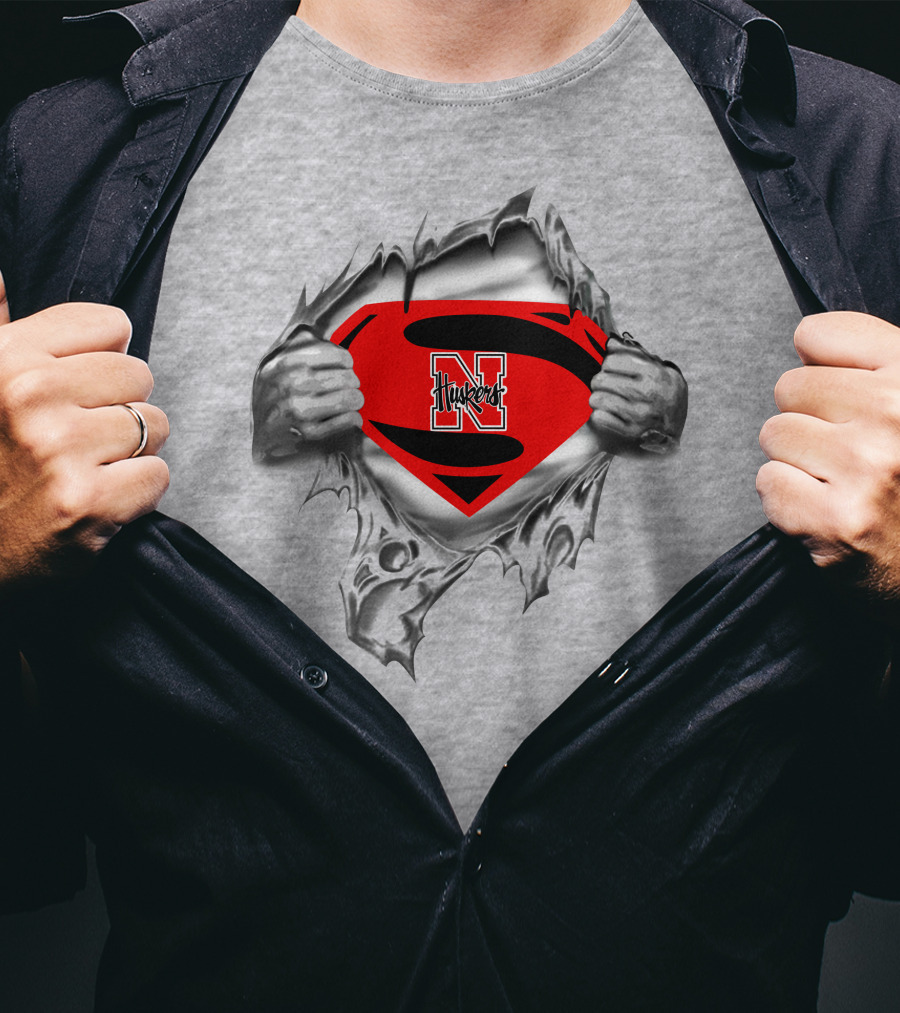Superman Nebraska Cornhuskers 282 Emblem Strength T-Shirt