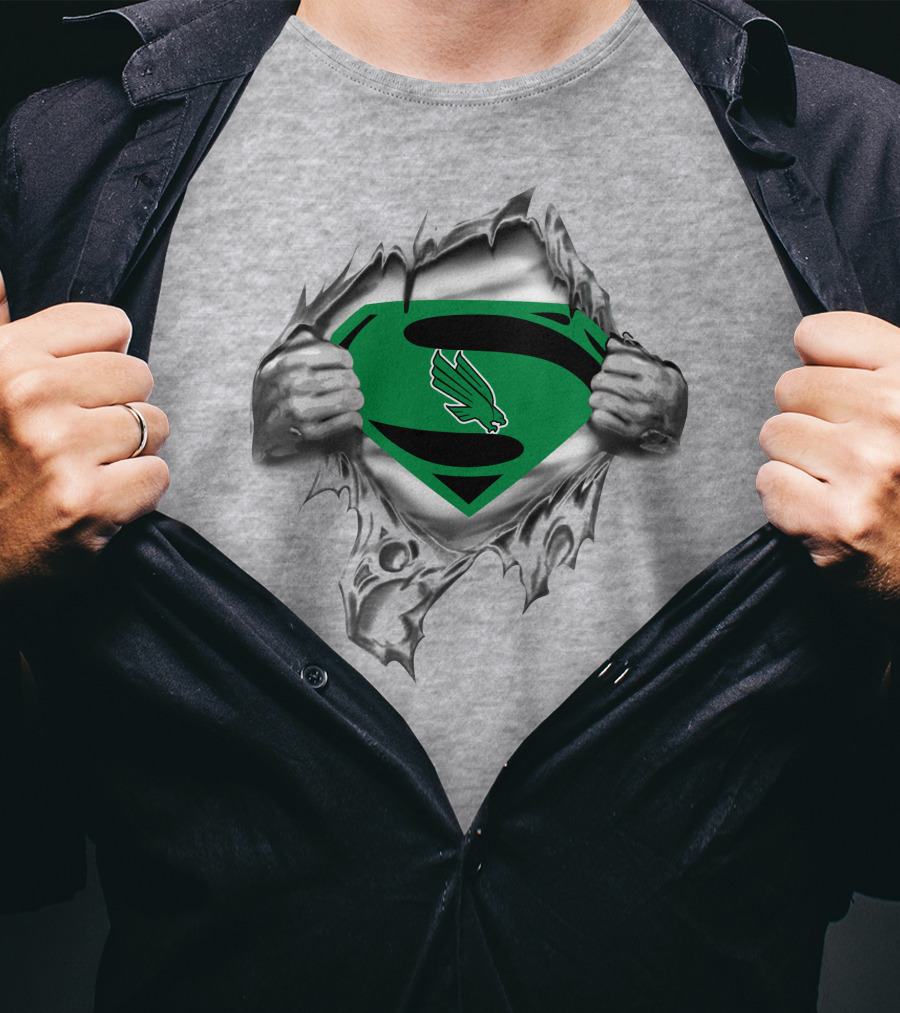 North Texas Mean Green Superman Logo Eagle T-Shirt