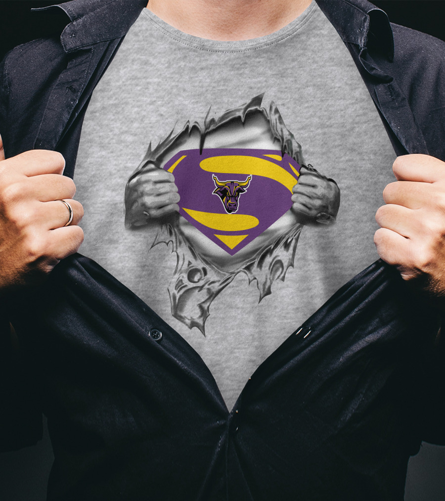 Mankato Mavericks Superman Logo Burst With Bull T-Shirt