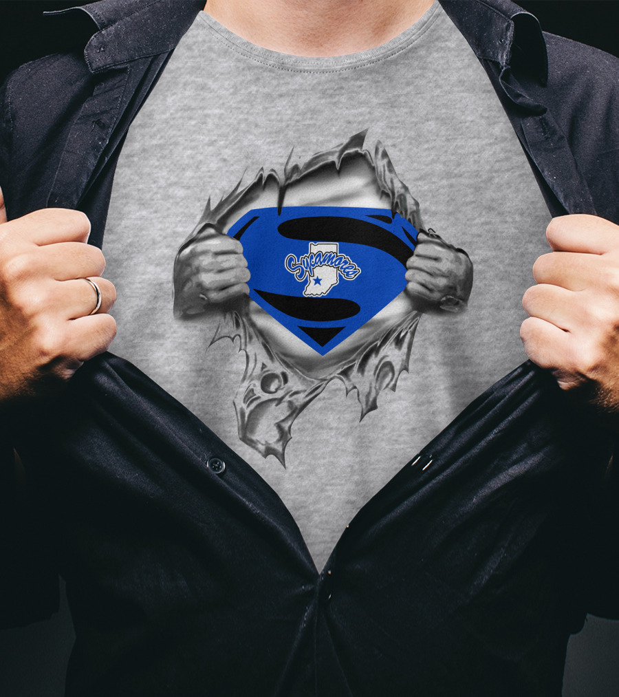 Sycamores Superman Rip Indiana State 236 T-Shirt