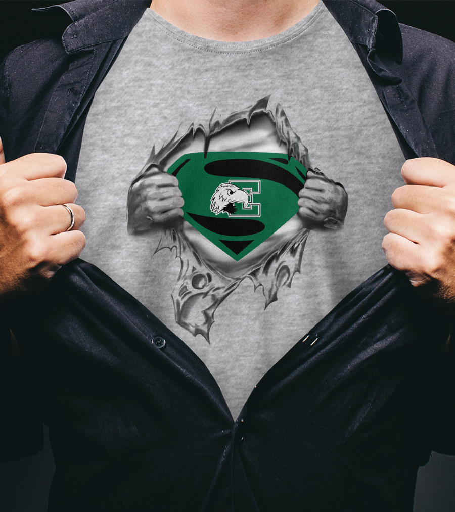 Eastern Michigan Eagles Superman Logo Rip T-Shirt