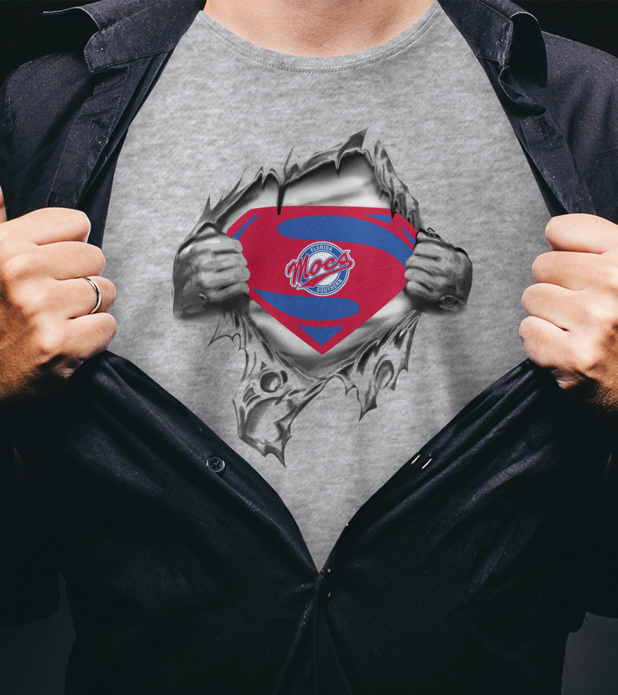 Florida Southern Mocs Superman Logo Hidden Power Rip Through T-Shirt