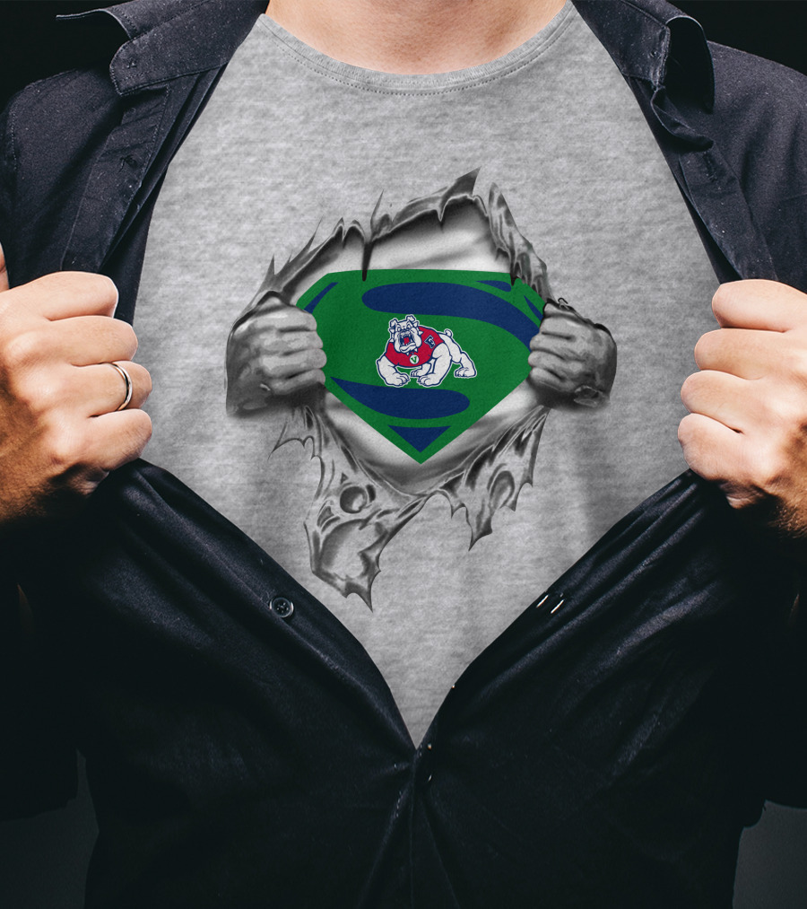 Fresno State Bulldogs Superman Logo Bulldog T-Shirt