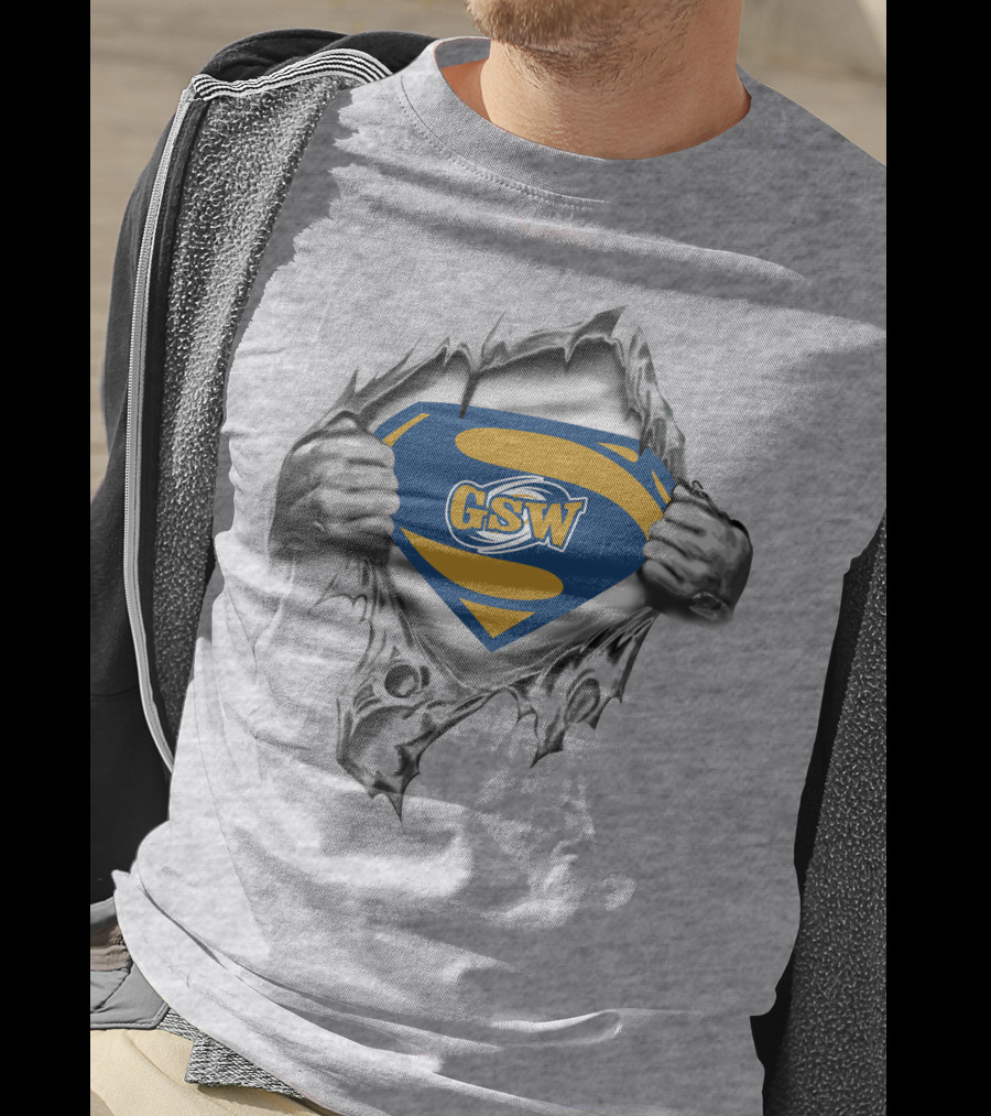Georgia Southwestern St Hurricanes Gsw Superman Logo Rip T-Shirt