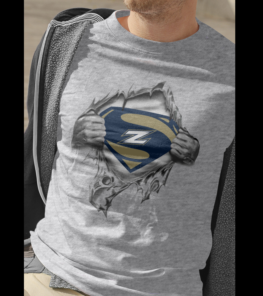 Akron Zips Superman Shield Torn Metal T-Shirt