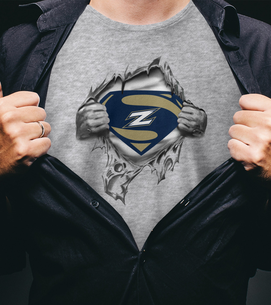 Akron Zips Superman Shield Torn Metal T-Shirt