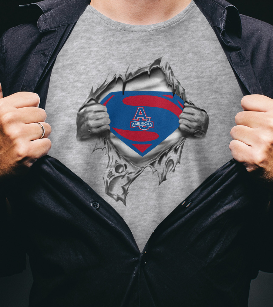 American University Superman Logo Tear Reveal T-Shirt