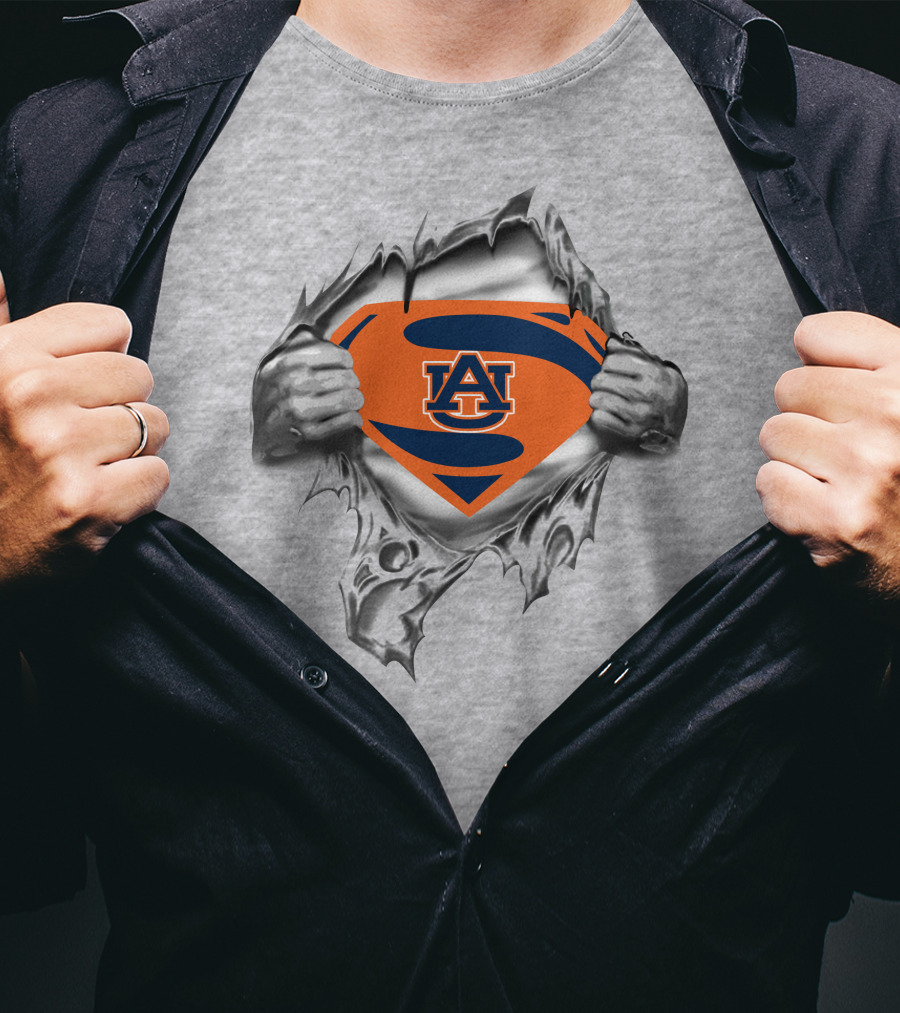 Auburn Tigers Superman Logo Tearing T-Shirt